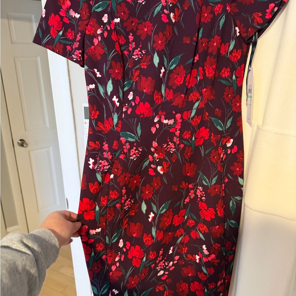 Calvin Klein Red and Green Floral Dress